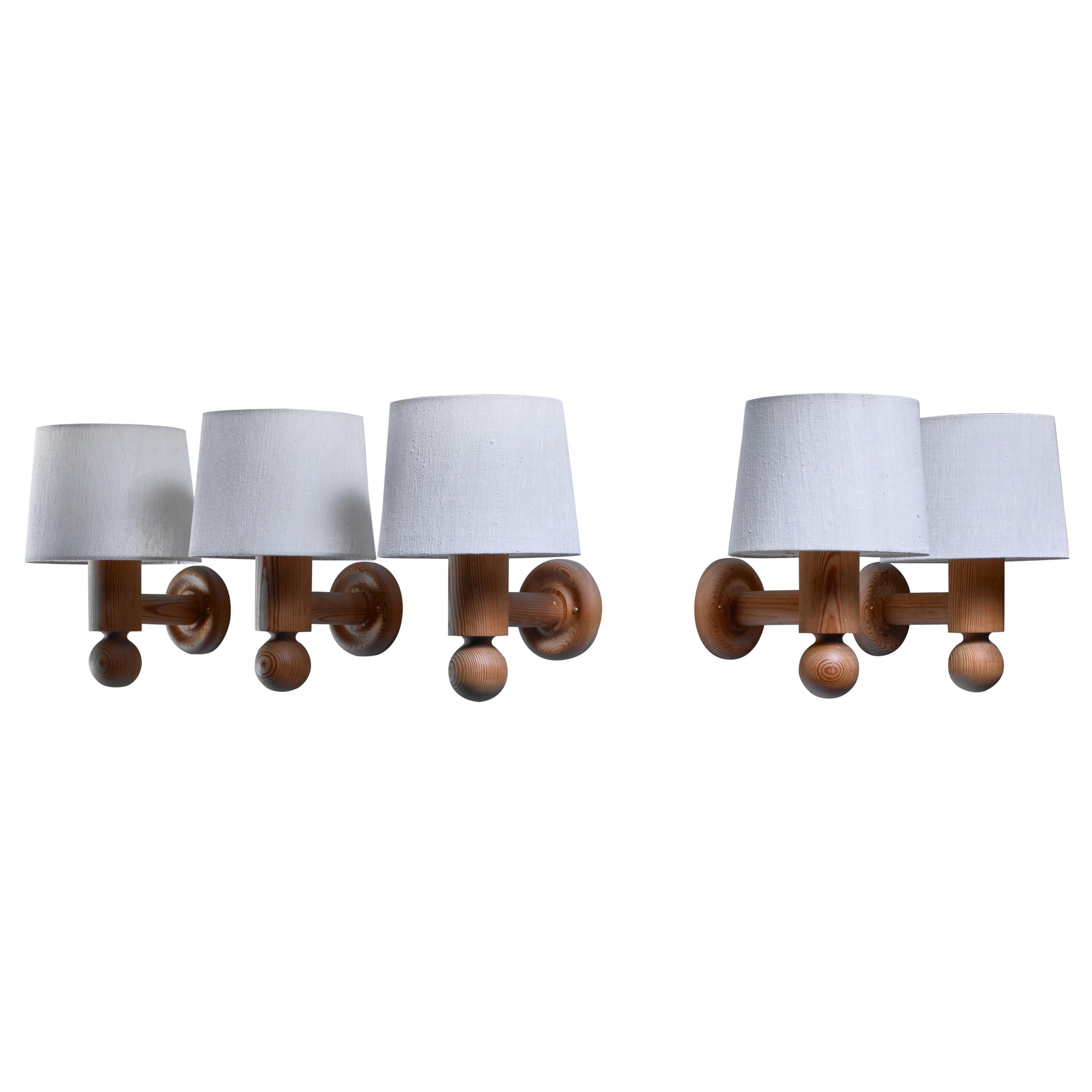 Set of 5 Uno & Osten Kristiansson Wall Lamps for Luxus
