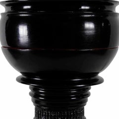 Set of 5 Varying Black and Red Lacquer Rice Pots
