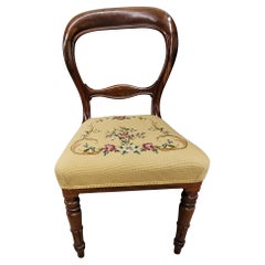 Set of 5 Victorian Balloon Back Mahogany & Custom Newer Needlepoint Work Chairs