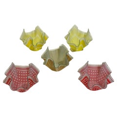Set of 5 Vintag Colorful Pilkington Handkerchief Glass Vases