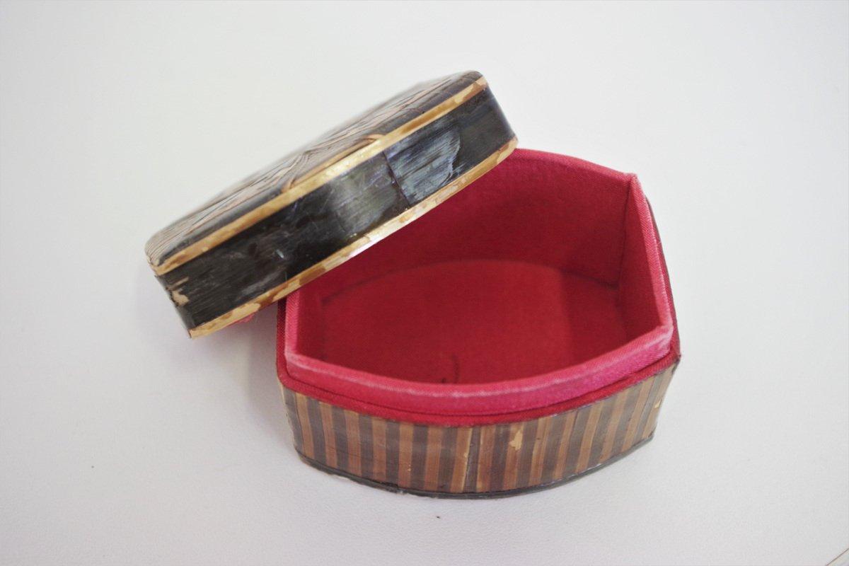 Satz von 5 Vintage 1970er 'Venedig' Stoff- und Holzkisten - Italienisches Mid-Century Deco im Angebot 6