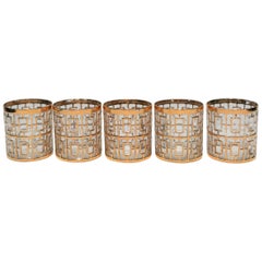 Set of 5 Vintage 22-Karat Gold Rock's Glasses by Imperial Glass