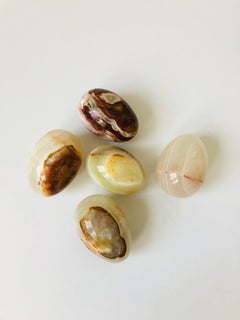 Set of 5 Vintage Alabaster Stone Eggs