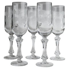 Set of 5 Vintage Champagne Glasses with Floral Pattern Design, Italy, 1960s