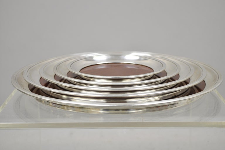 Set of 5 Vintage Crescent Silver Plate Formica Serving Platter Cocktail ...