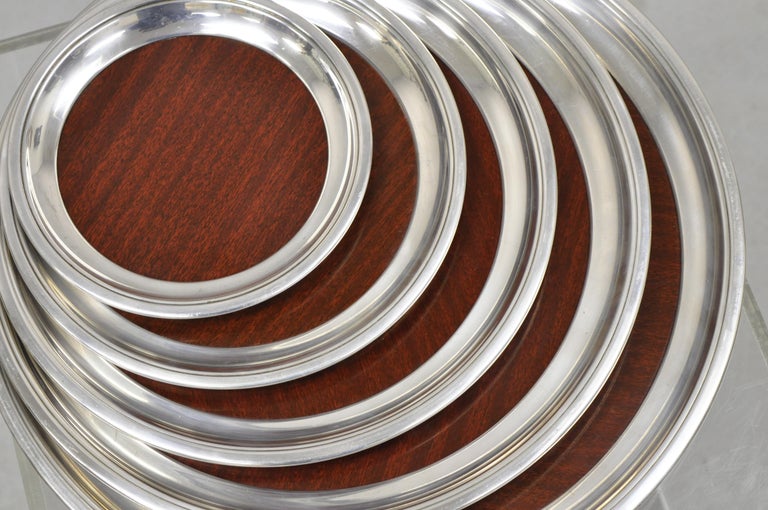 Set of 5 Vintage Crescent Silver Plate Formica Serving Platter Cocktail ...
