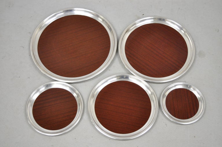 Set of 5 Vintage Crescent Silver Plate Formica Serving Platter Cocktail ...