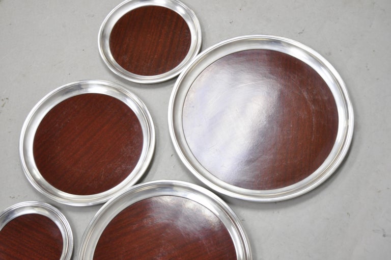 Set of 5 Vintage Crescent Silver Plate Formica Serving Platter Cocktail ...