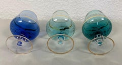 Ensemble de 5 verres à vin vintage en cristal avec bordure florale dorée - 2Y459