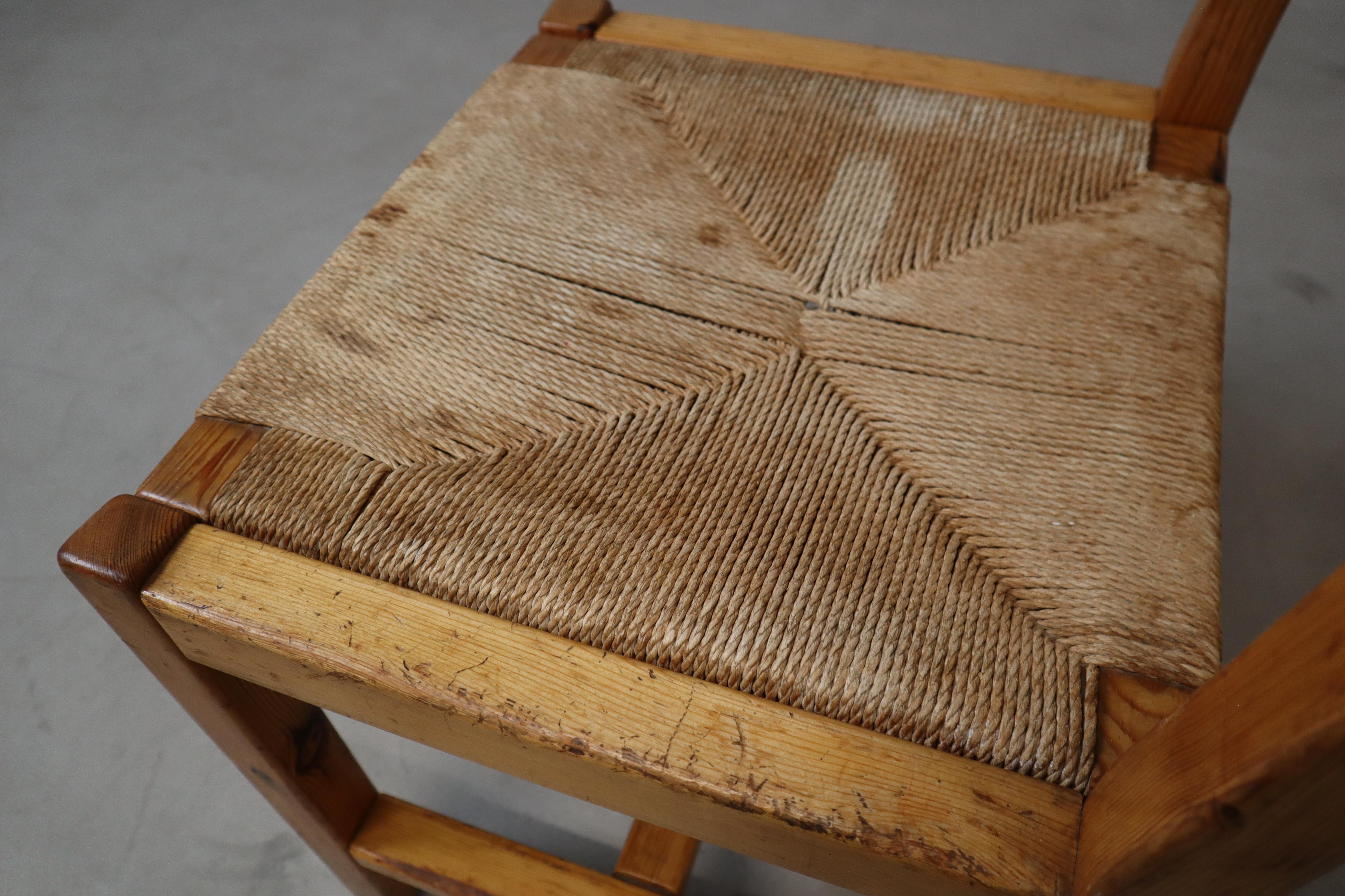 Papercord Set of 5 vintage Danish chairs by Tage Poulsen for Gramrode Møbelfabrik, 1970's For Sale