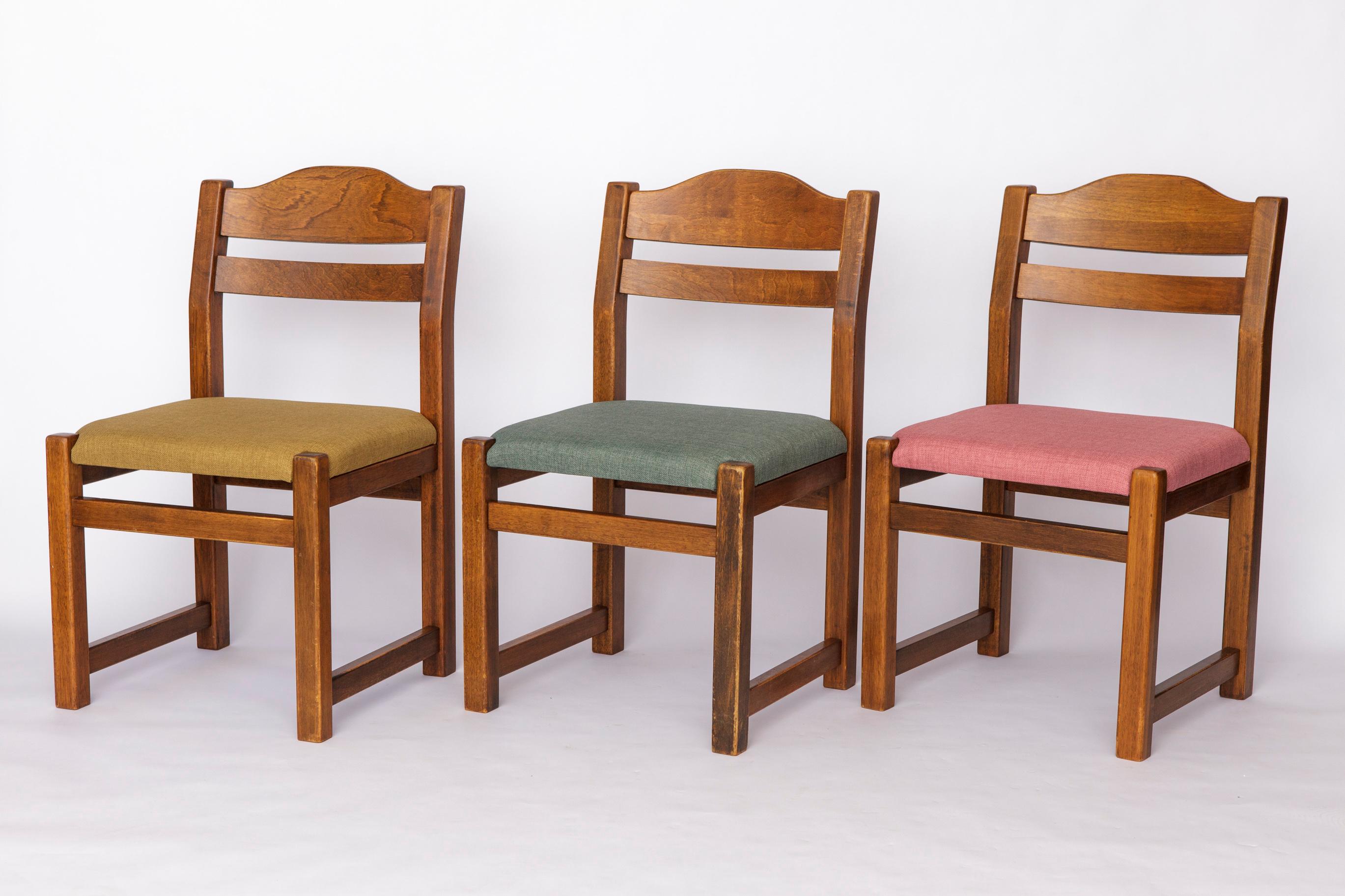 Satz von 5 Vintage-Esszimmerstühlen, 1960er-1970er Jahre  Buntes gepolstertes Mid-Century C (Deutsch) im Angebot