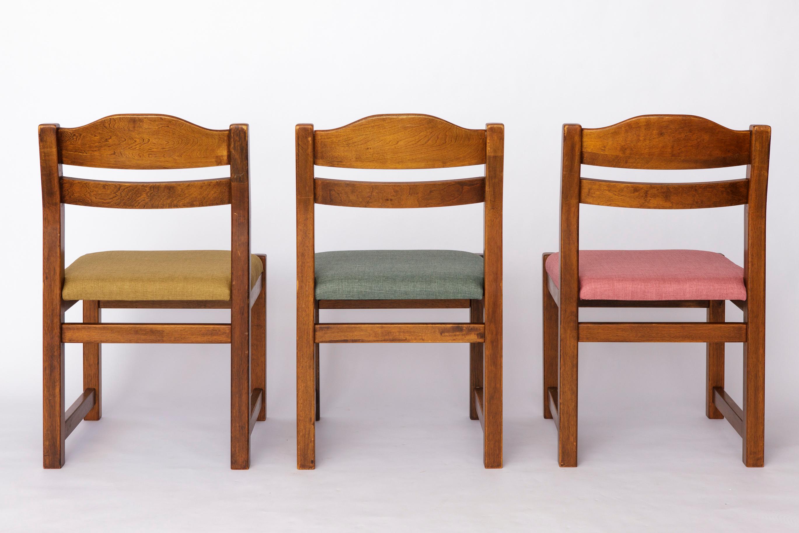 Satz von 5 Vintage-Esszimmerstühlen, 1960er-1970er Jahre  Buntes gepolstertes Mid-Century C im Zustand „Gut“ im Angebot in Hannover, DE