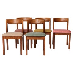 Ensemble de 5 chaises de salle à manger Vintage - Oak Oak foncé - Allemagne 1970 - Nouvellement tapissées