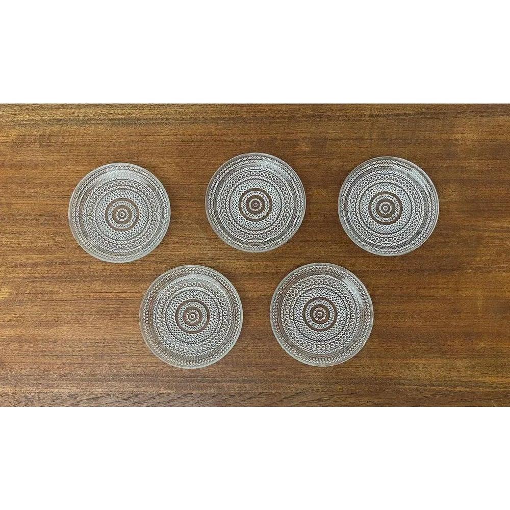 Set von 5 finnischen Kastehelmi-Glastellern aus der Vintage-Serie Kastehelmi von Oiva Toikka im Angebot 2
