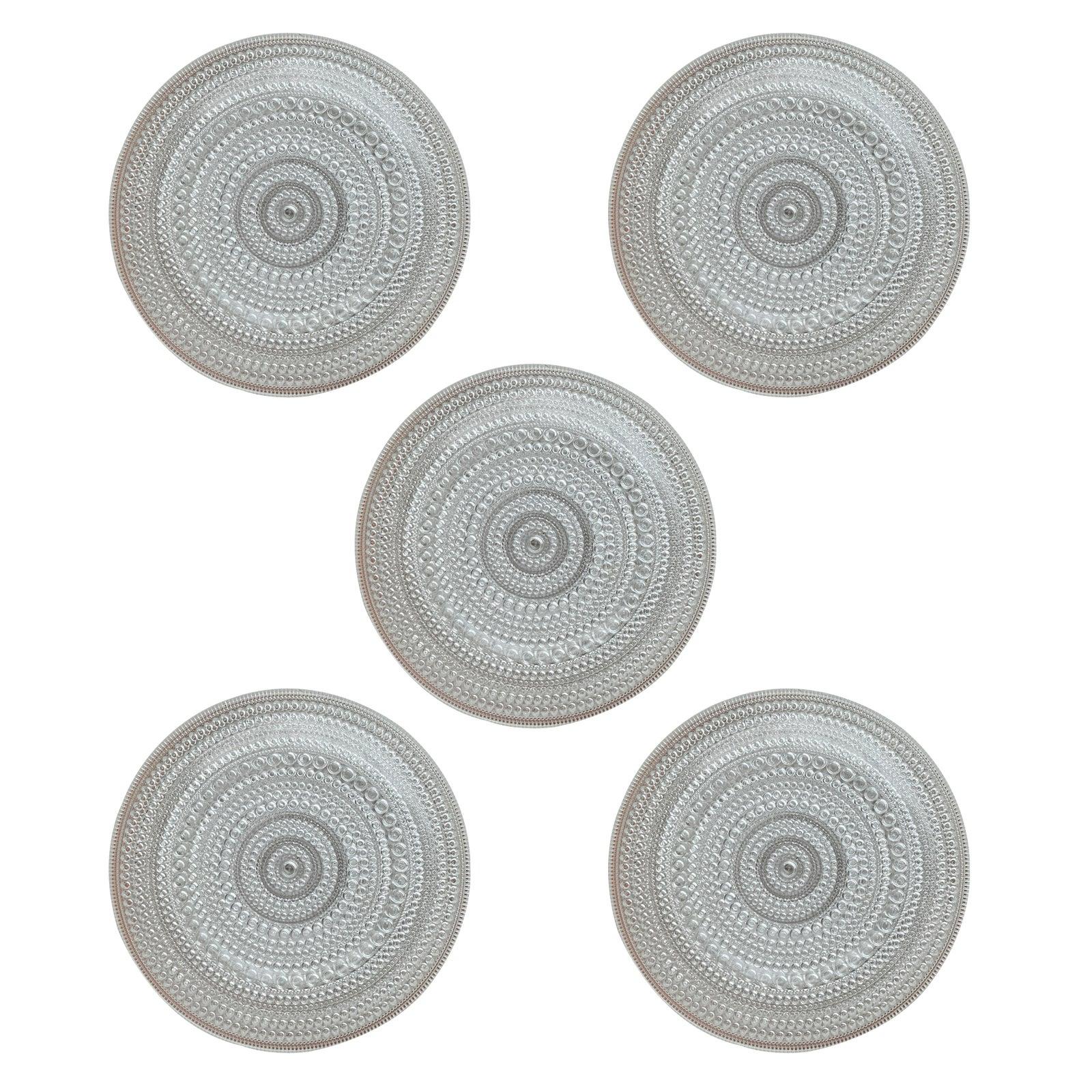 Set of 5 Vintage Finnish Kastehelmi Series Glass Plates by Oiva Toikka