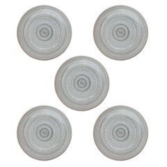 Set of 5 Vintage Finnish Kastehelmi Series Glass Plates by Oiva Toikka
