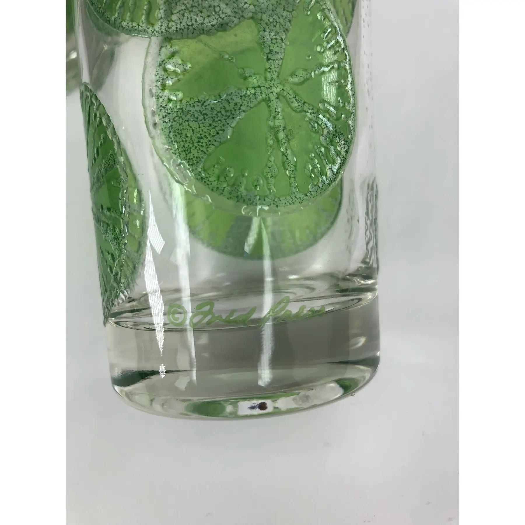 North American Set of 5 Vintage Fred Press Highball Glasses With Raised Lime Slices For Sale