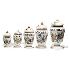 Set of 5 Vintage French Apothecary Jars
