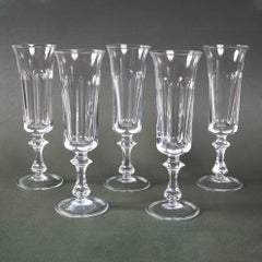 Set of 5 Vintage French Baccarat Crystal Champagne Flute