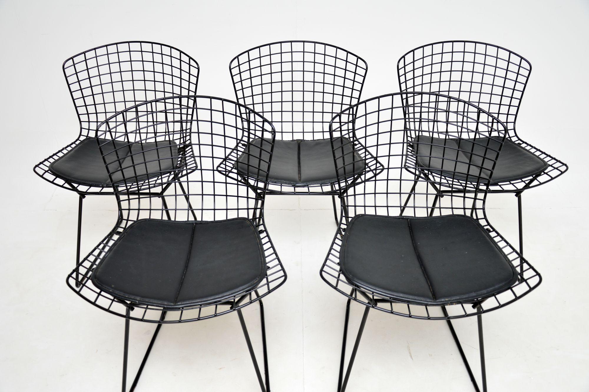 A superb set of original Harry Bertoia wire chairs made by Knoll. These were acquired by the previous owner in the 1960’s.

They are of amazing quality, this iconic design is very stylish and also comfortable. The black wire frames are in