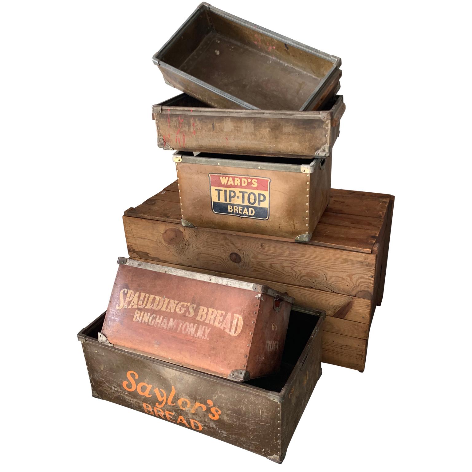 20th Century Set of 5 Vintage Industrial American Fortified Cardboard Bins
