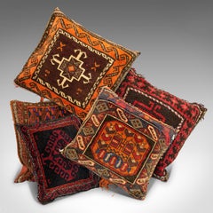 Set of 5, Vintage Kilim Cushions, North African, Camel Bag, Throw Pillows, 1950