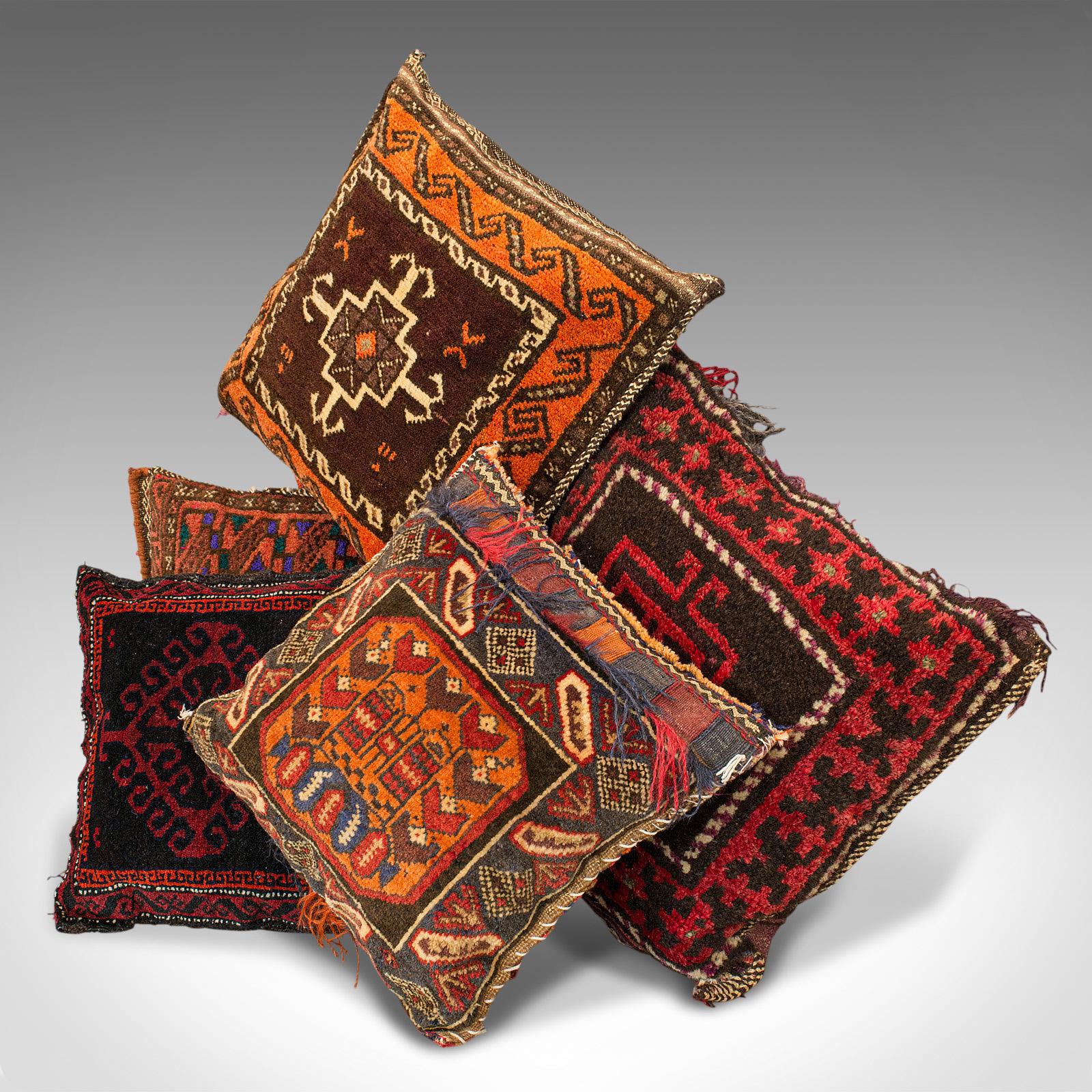 Set of 5, Vintage Kilim Cushions, North African, Camel Bag, Throw Pillows, 1950 In Good Condition In Hele, Devon, GB
