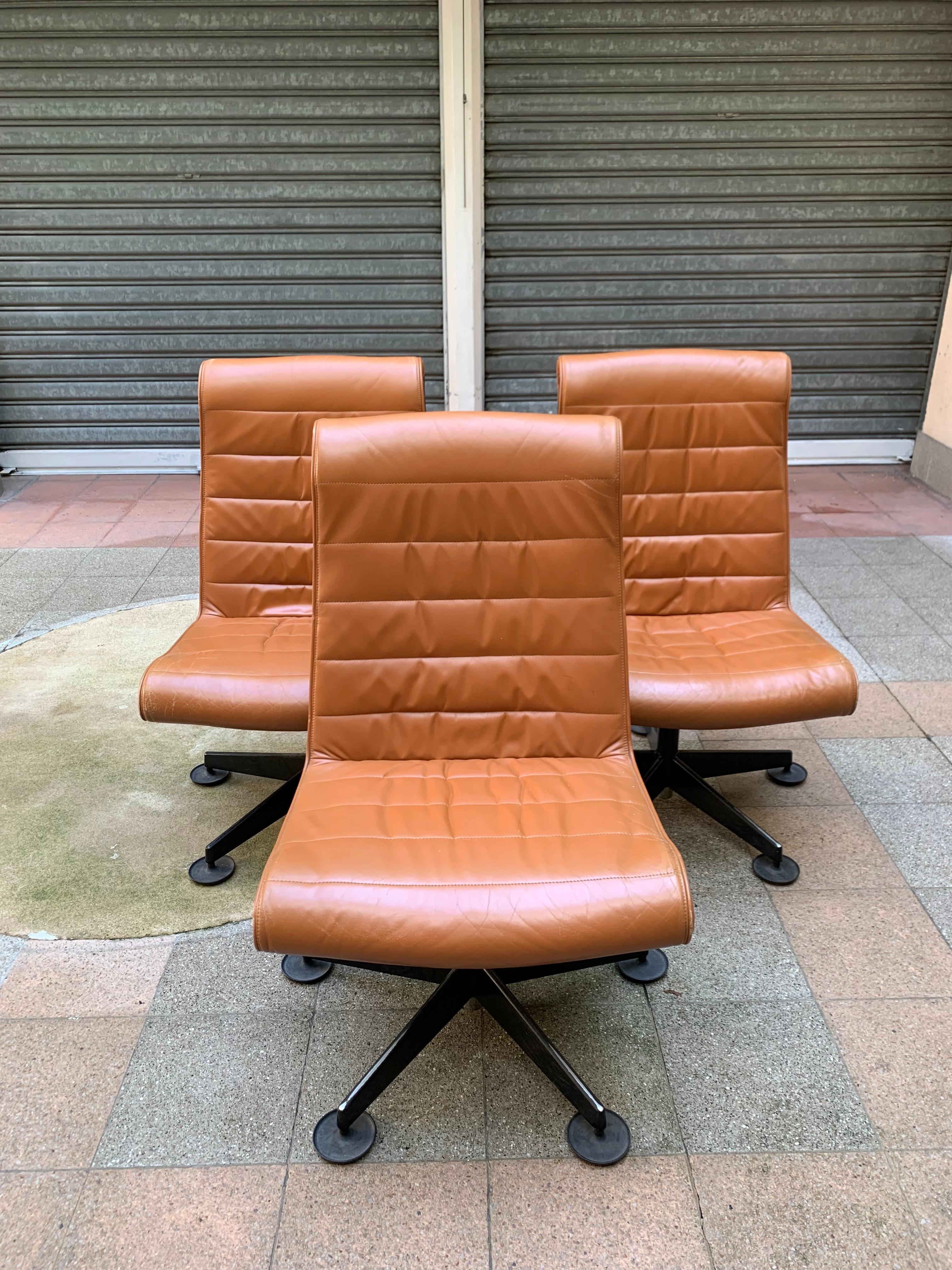 Set of 5 Vintage Leather Armchairs, 1980 1