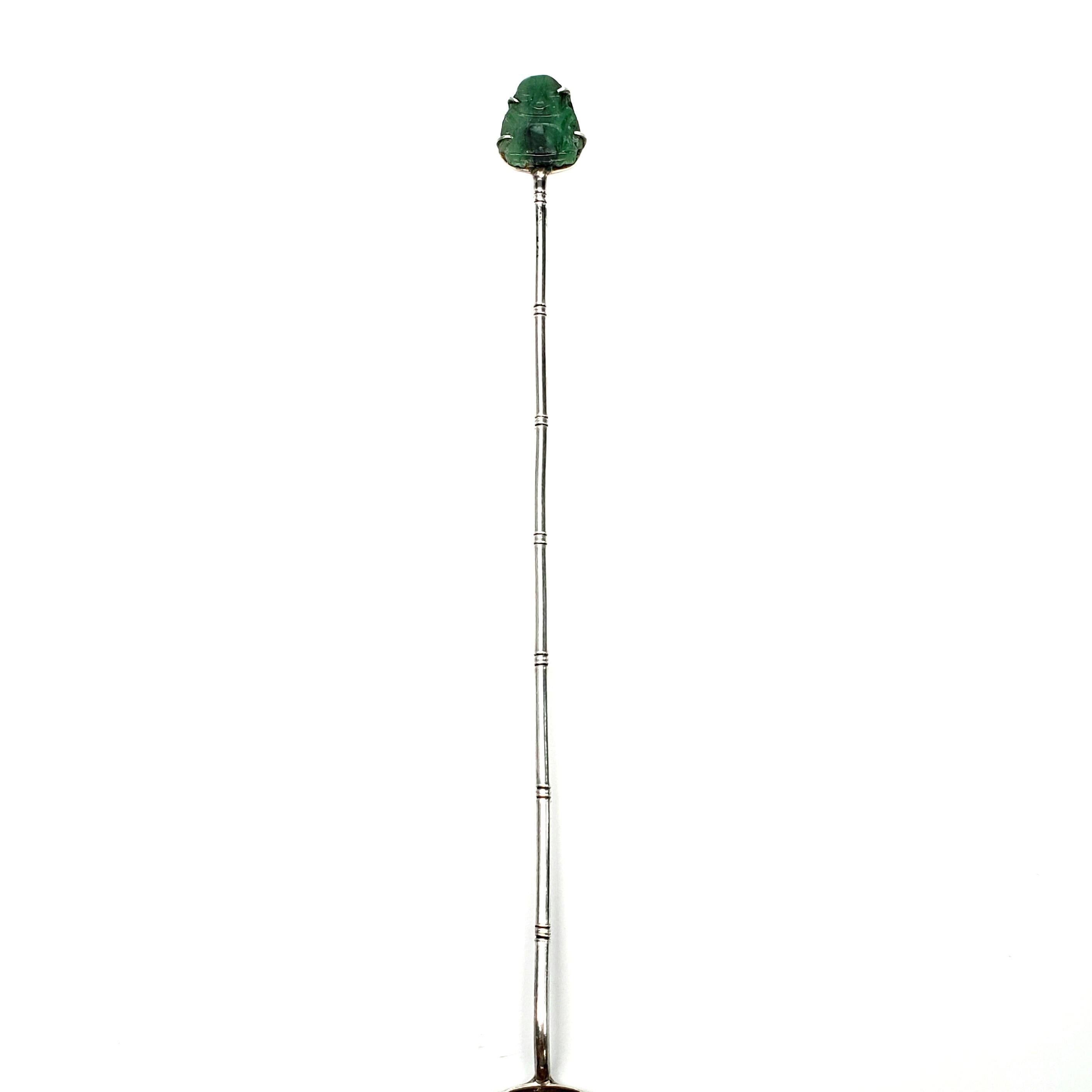 Set von 5 Vintage Lee Yee Hing 900 Buddha-Eislöffeln aus Silber, Bambus und Jade im Zustand „Gut“ in Washington Depot, CT
