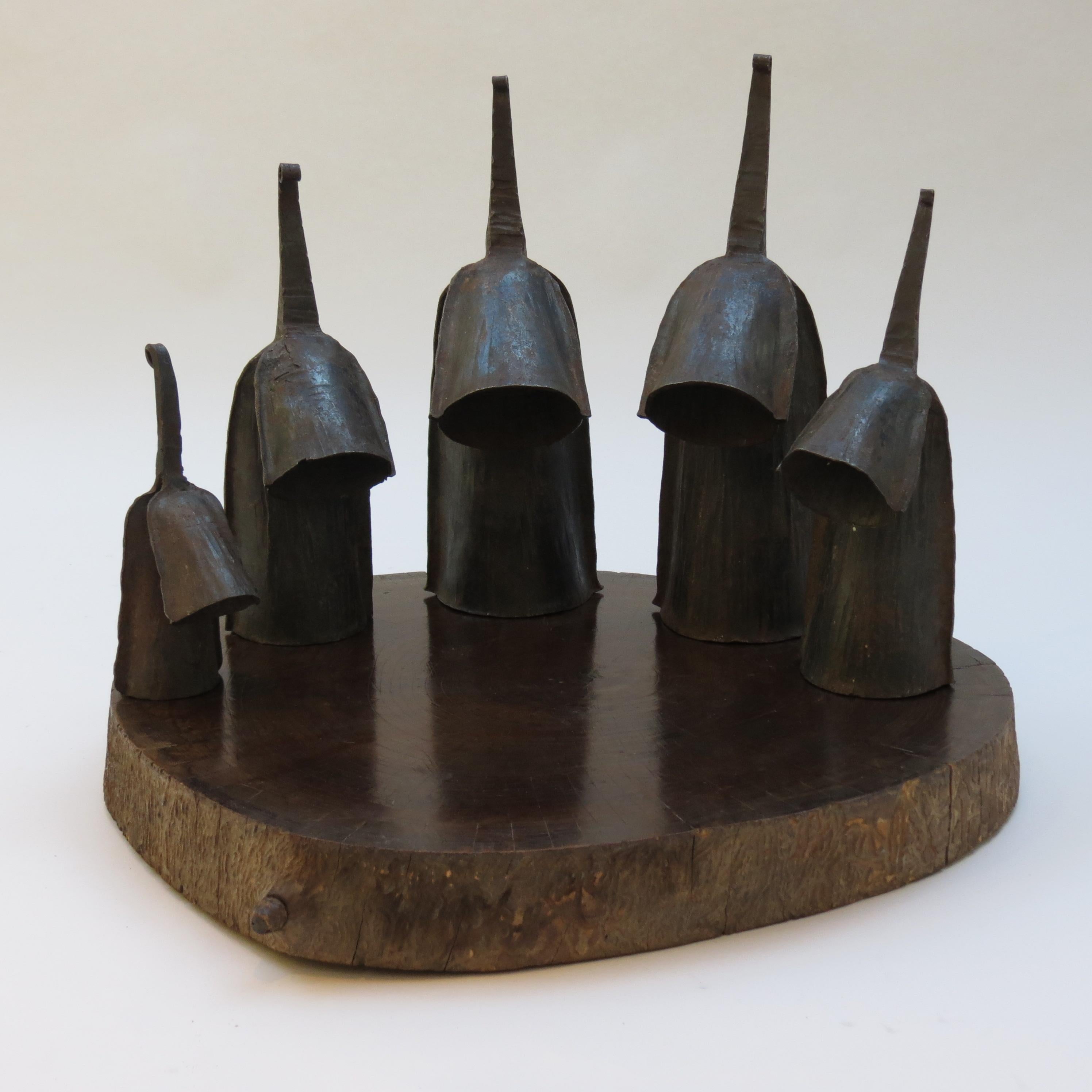 Set of 5 Vintage Metal Hand Produced Decorative Agogo Bells from Ghana 2
