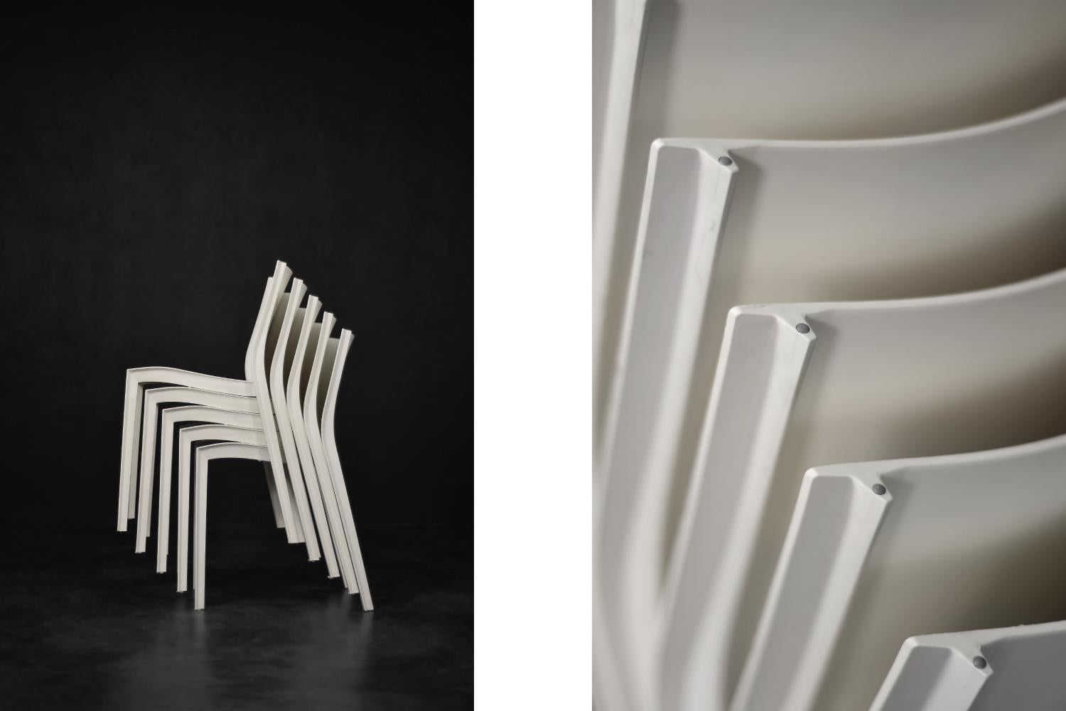 Moderne Ensemble de 5 chaises vintage modernes françaises du milieu du siècle dernier SlickSlick de Philippe Starck  en vente