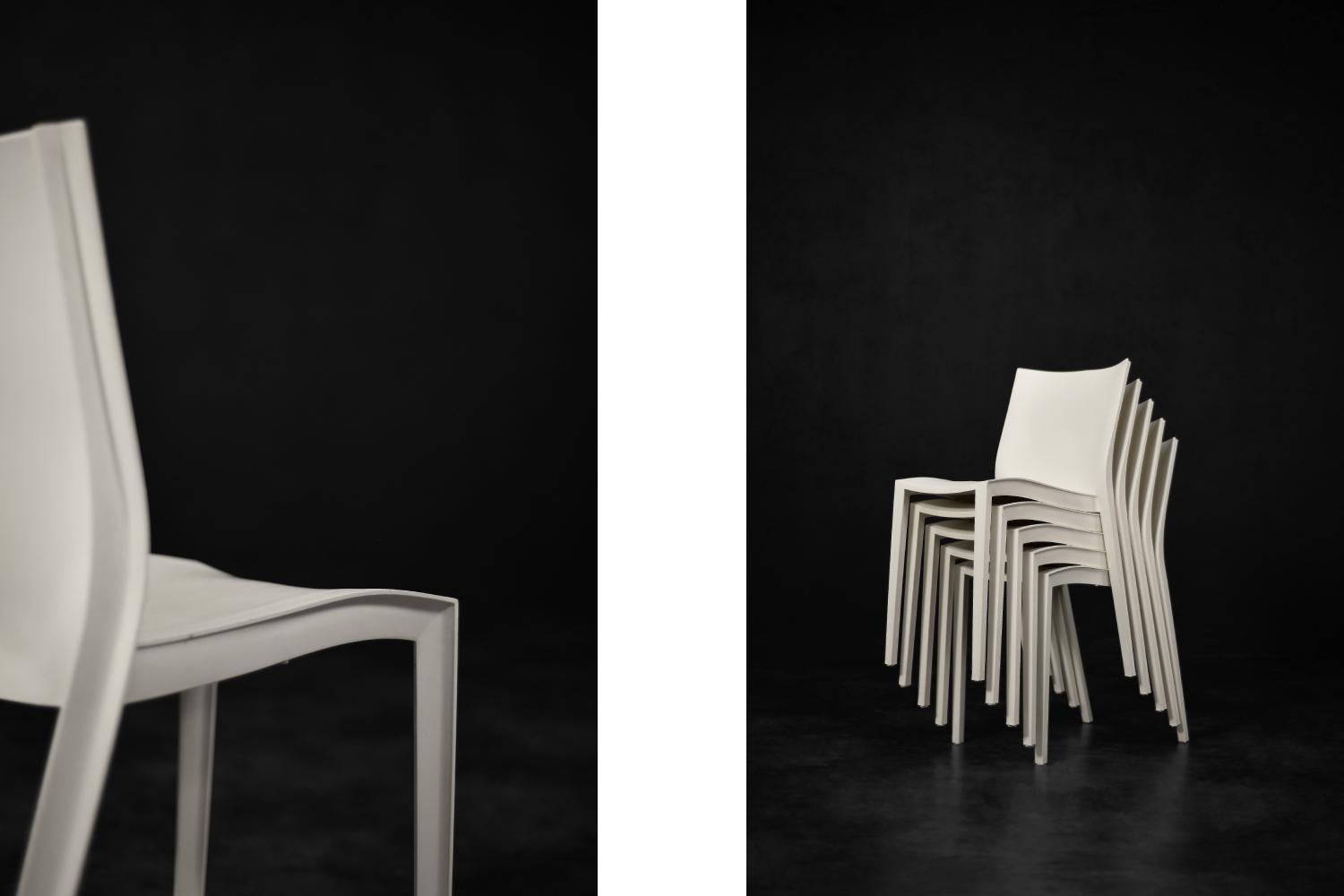 Ensemble de 5 chaises vintage modernes françaises du milieu du siècle dernier SlickSlick de Philippe Starck  Bon état - En vente à Warszawa, Mazowieckie