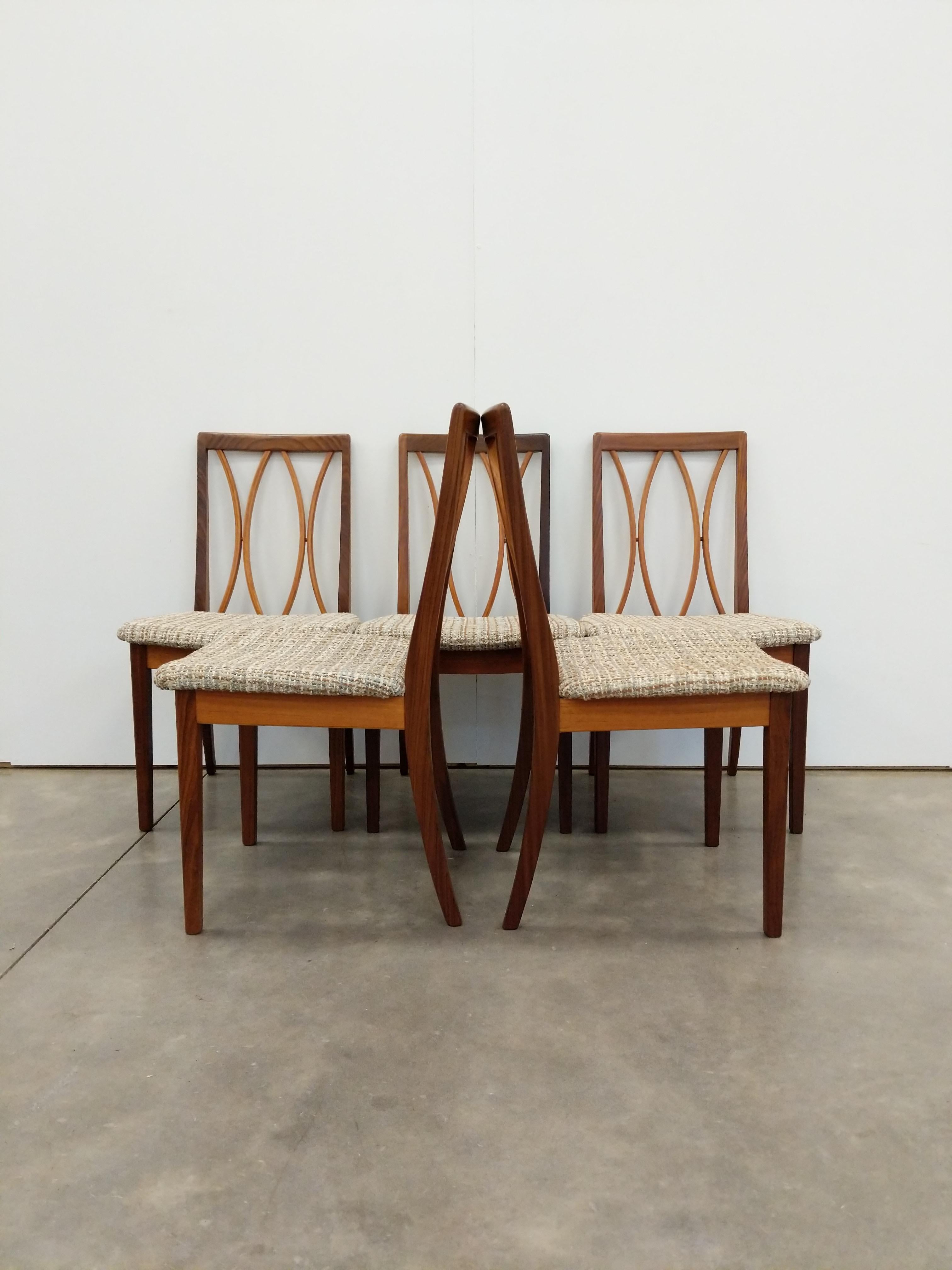 Set of 5 Vintage Mid Century Modern Dining Chairs by G Plan (Britisch) im Angebot