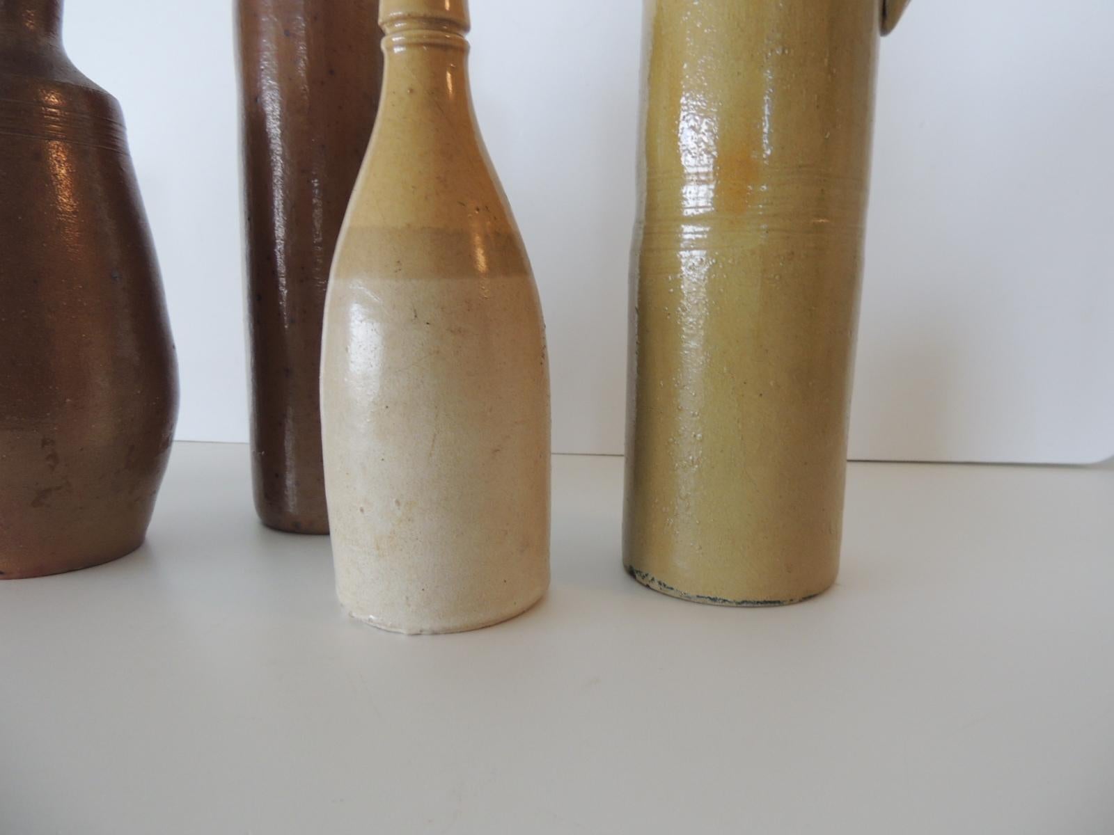 Set of '5' Vintage Mid-Century Modern Pottery Bottles In Good Condition In Oakland Park, FL
