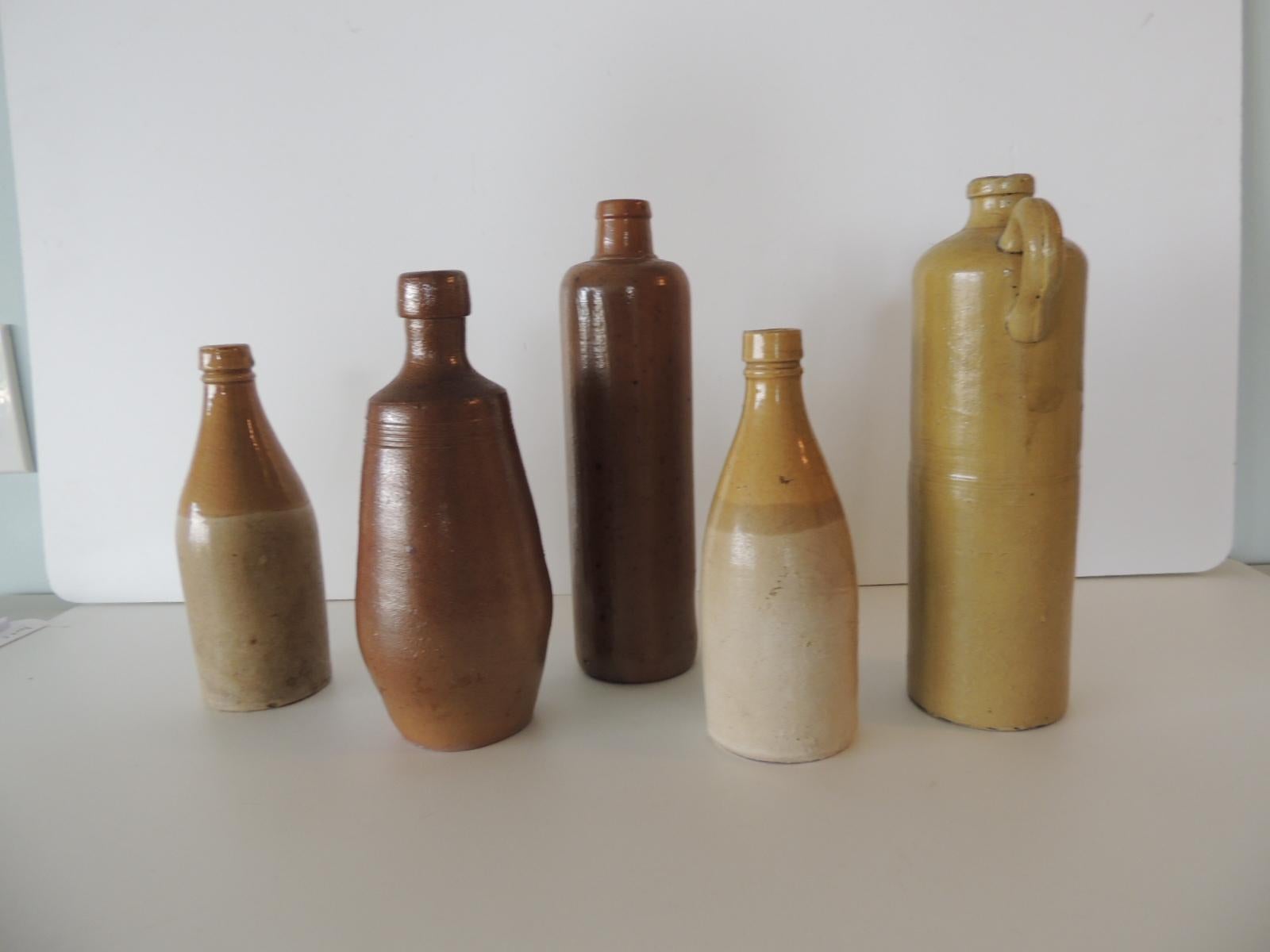 Mid-20th Century Set of '5' Vintage Mid-Century Modern Pottery Bottles