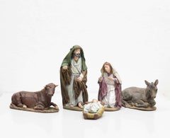 Set of 5 Vintage Nativity Scene Figures, Handcrafted in Barcelona, 1960