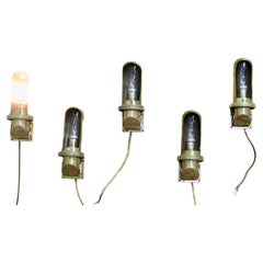 Set of 5 Vintage Nautical Brass Bulk Head Lights    The Lamps are made in brass