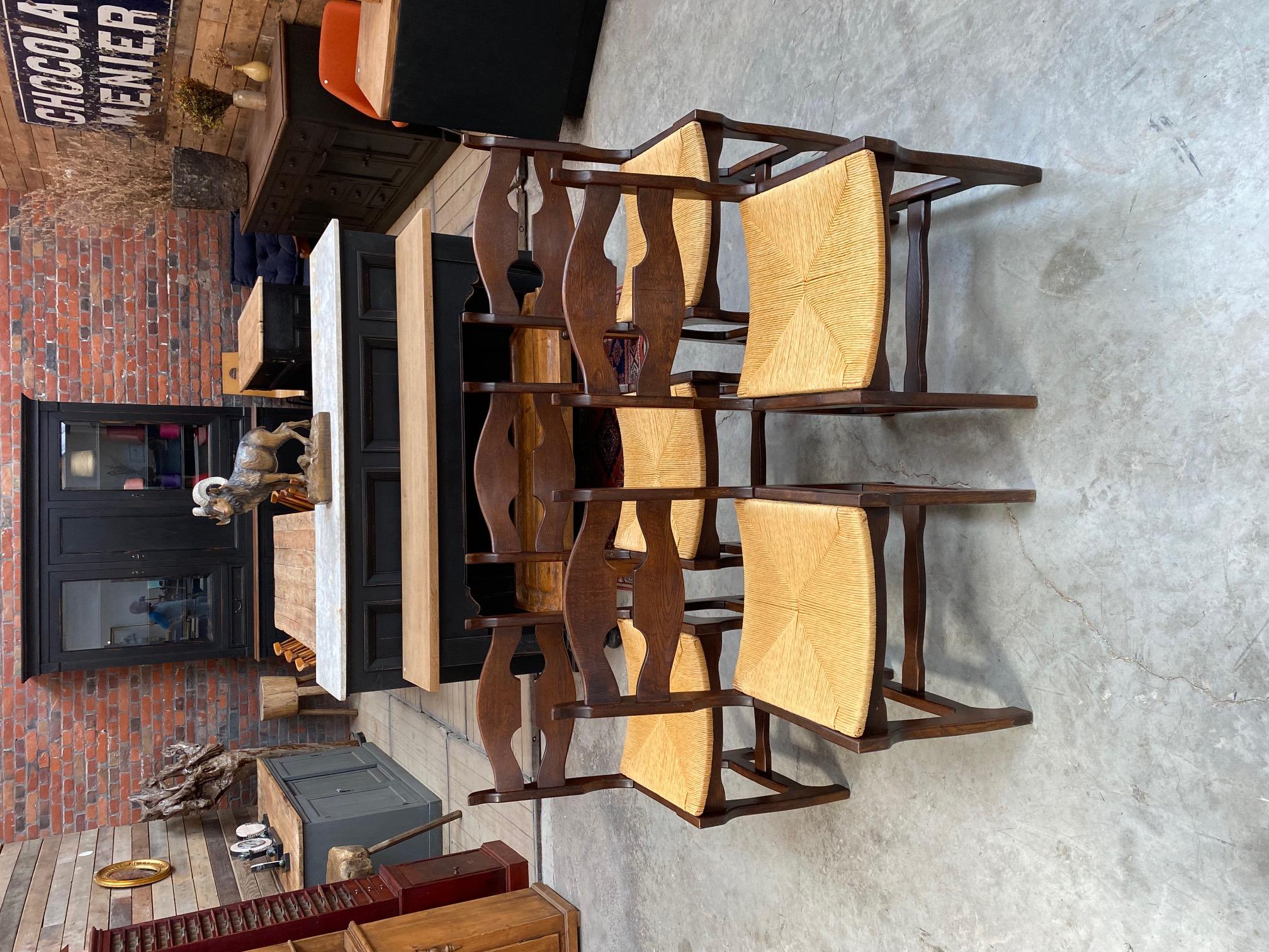 Ensemble de 5 chaises vintage en chêne Bon état - En vente à WARNETON, FR