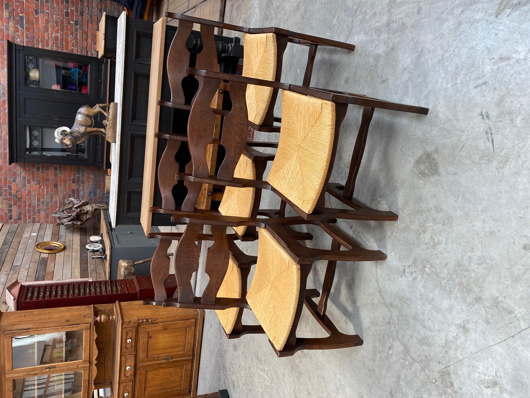20th Century Set of 5 Vintage Oak Chairs For Sale