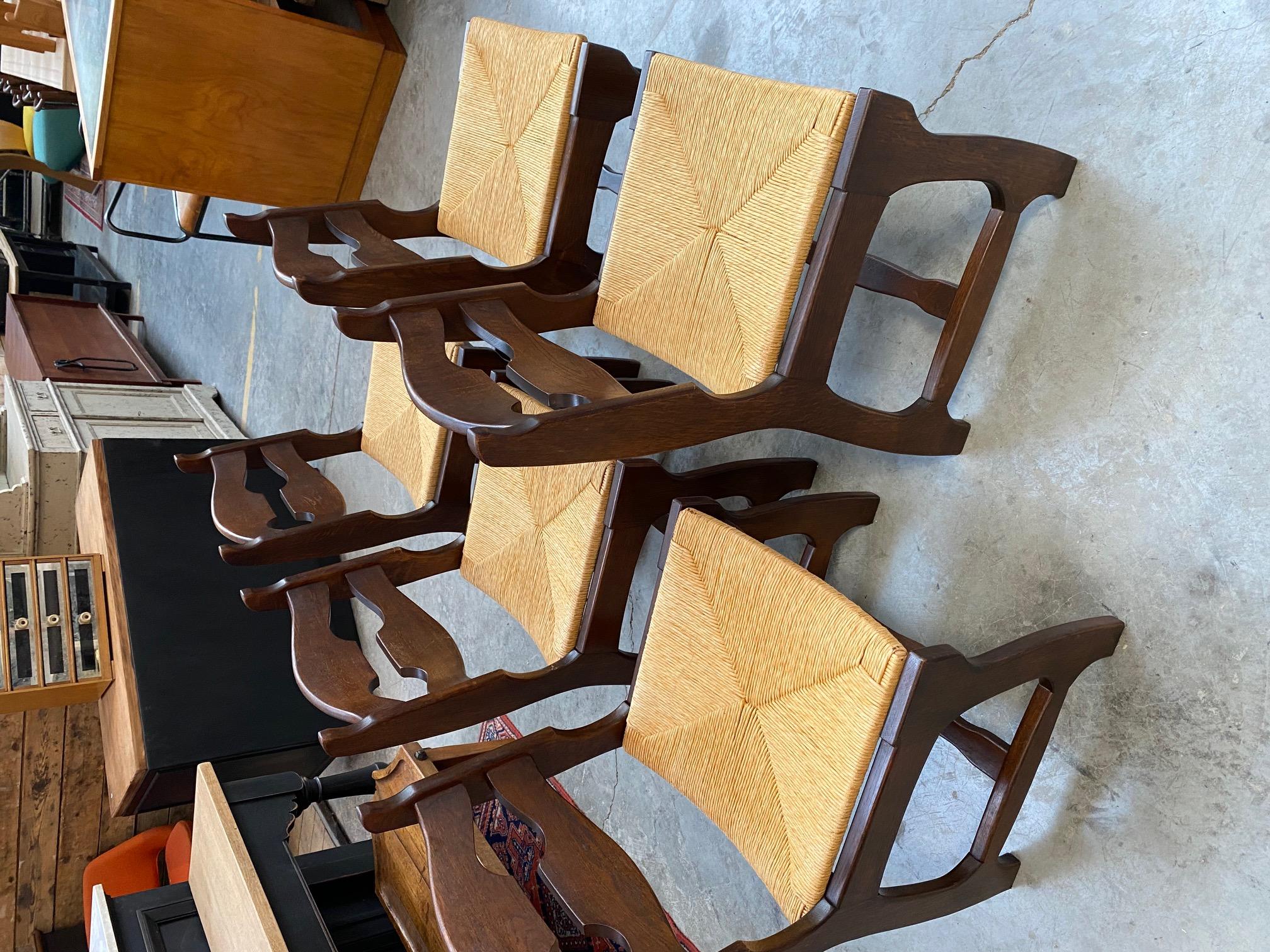 Ensemble de 5 chaises vintage en chêne en vente 3