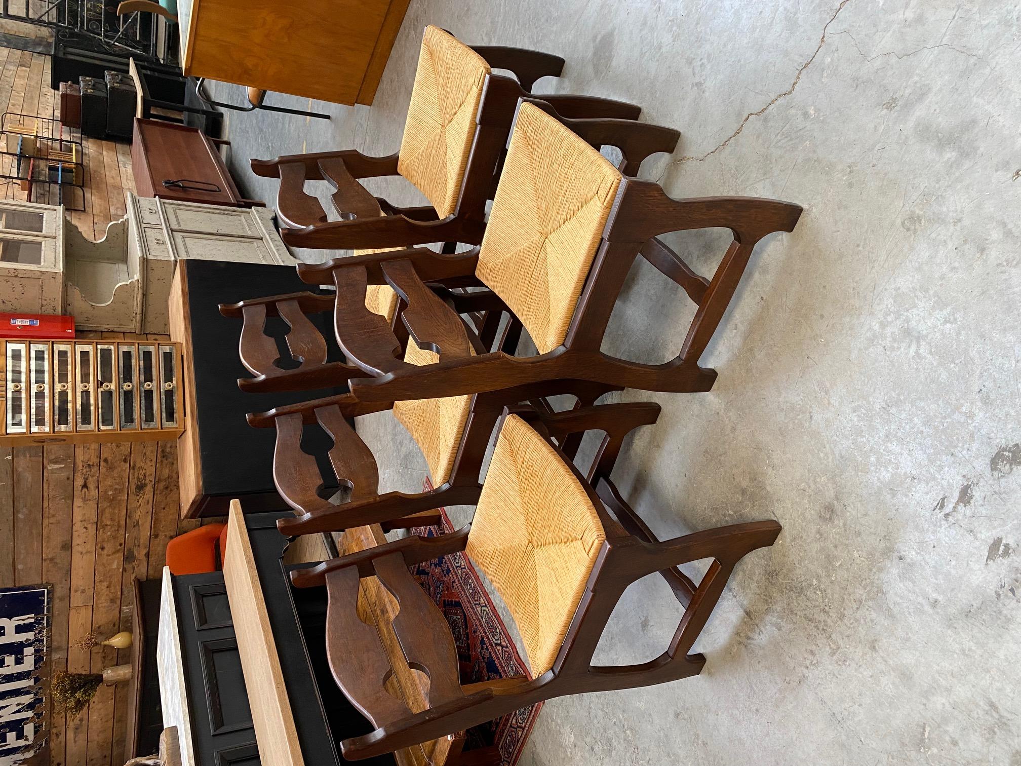 Ensemble de 5 chaises vintage en chêne en vente 4