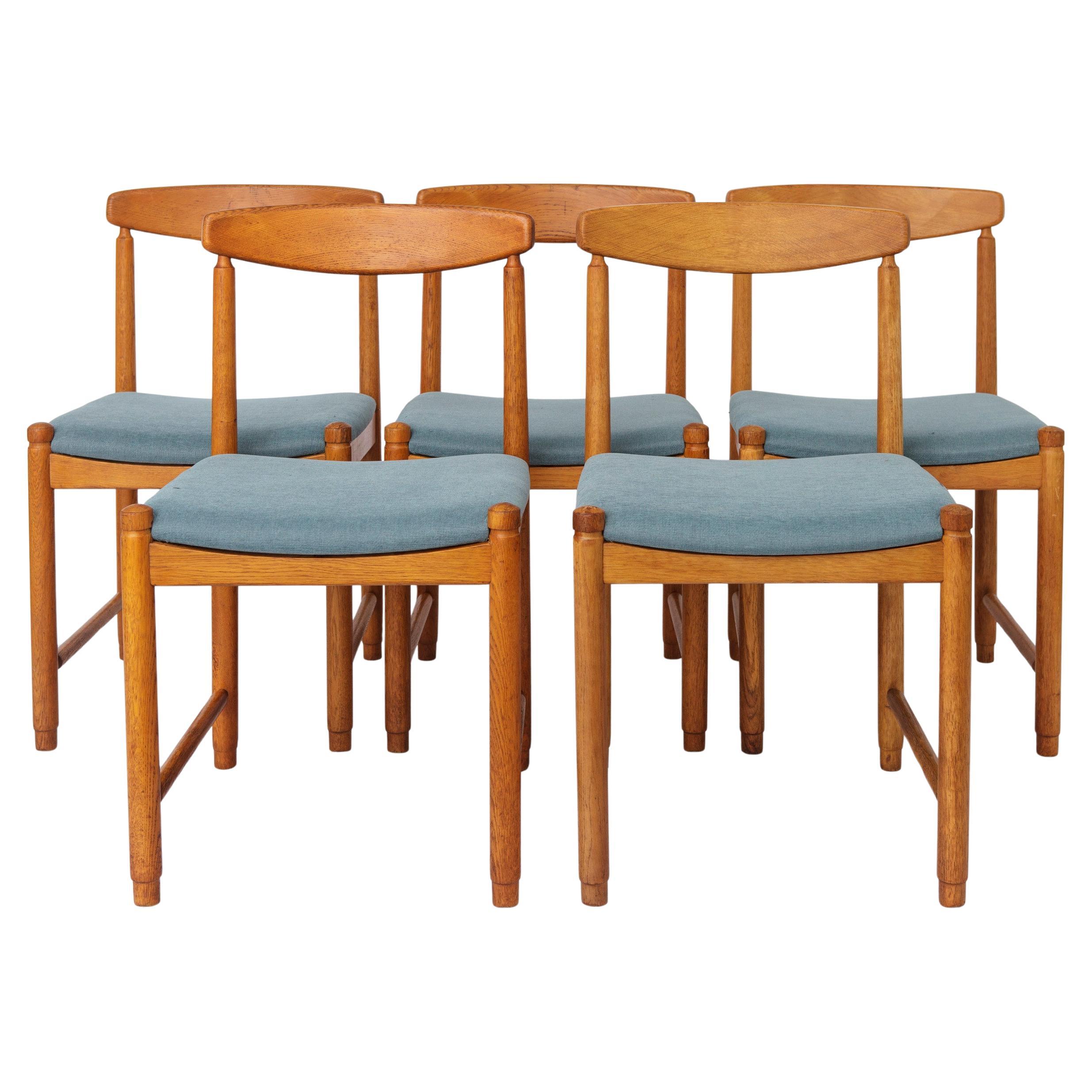 Set of 5 Vintage Oak Dining Chairs Germany 1960s Mid Century Modern