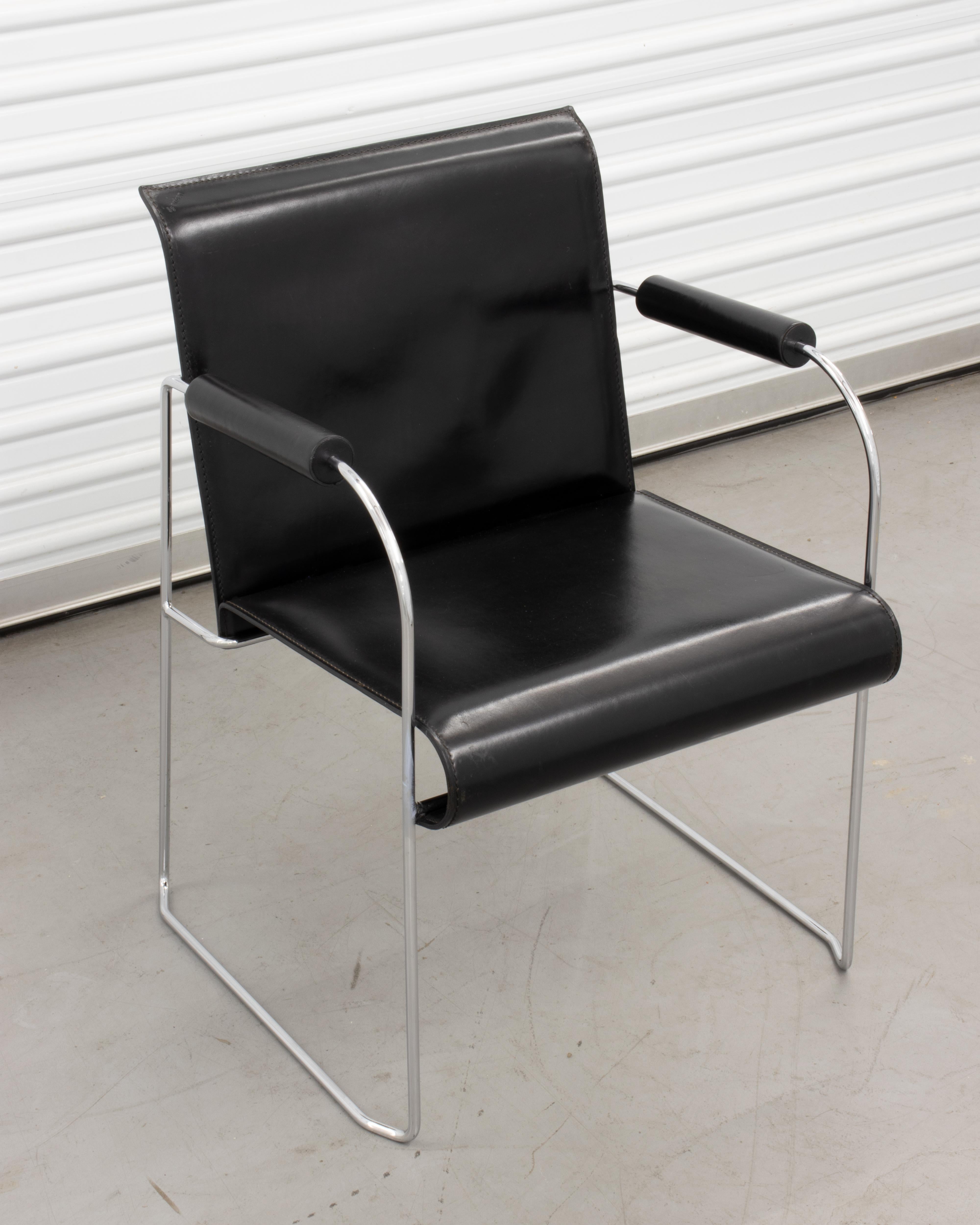 Ensemble de 5 fauteuils postmodernes en cuir vintage par Arrben Italie en vente 7