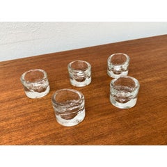 Set di 5 portacandele scandinavi vintage in vetro ghiaccio, anni '70