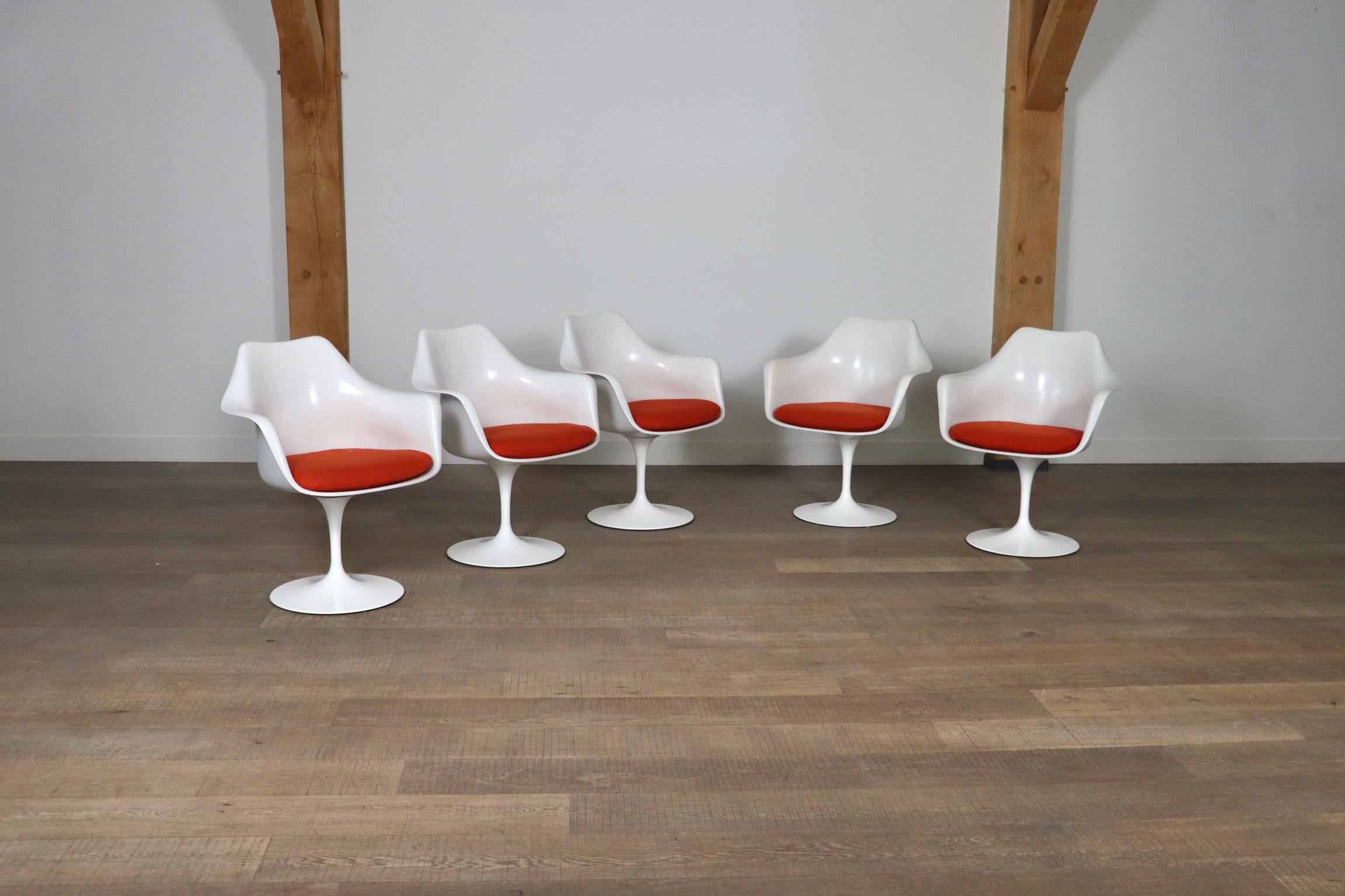 Set Of 5 Vintage Tulip Dining Chairs By Eero Saarinen For Knoll, 1970s In Good Condition In ABCOUDE, UT