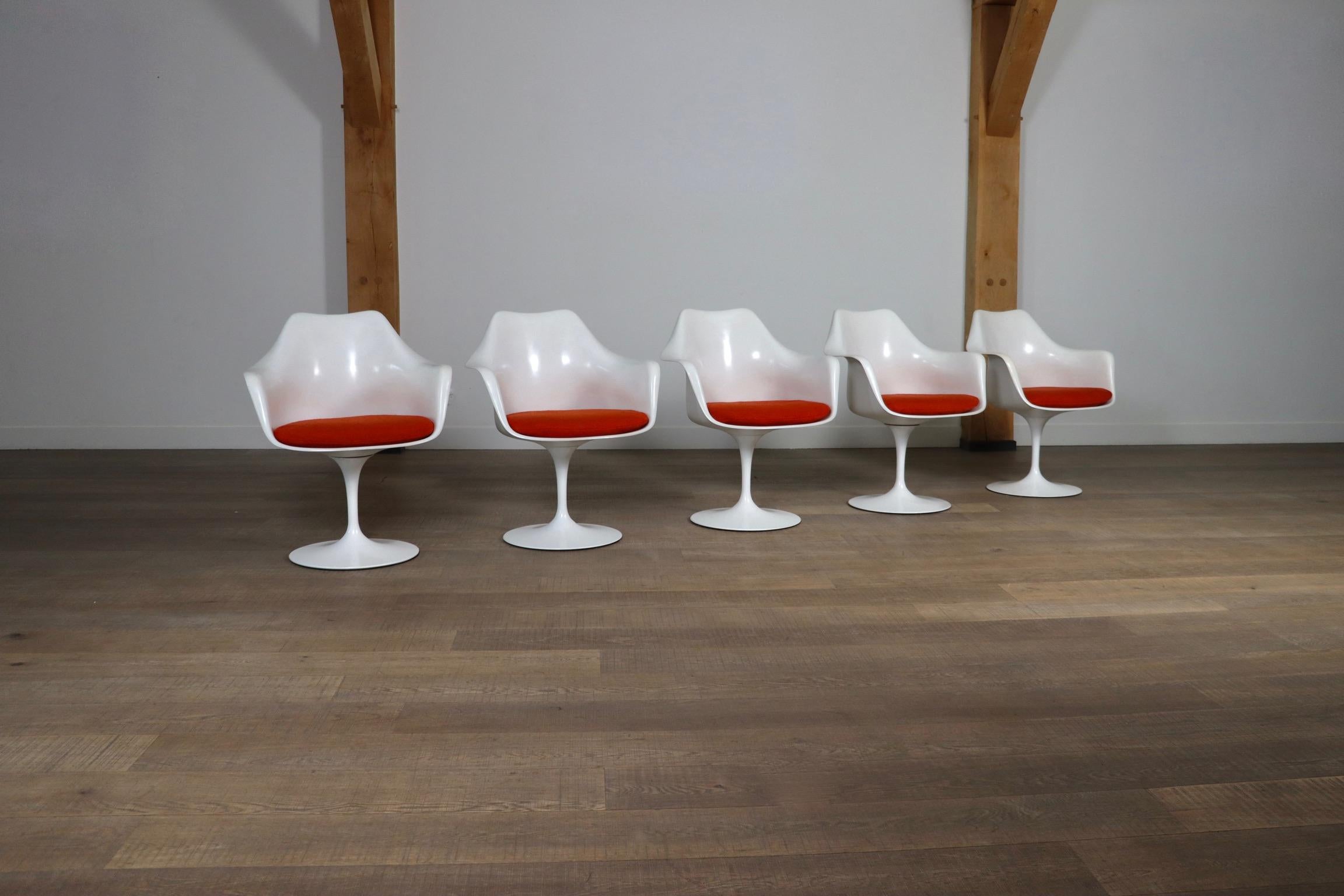 Set Of 5 Vintage Tulip Dining Chairs By Eero Saarinen For Knoll, 1970s 1