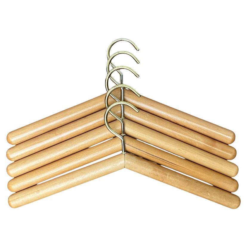Set di 5 appendiabiti vintage in Wood, anni '70