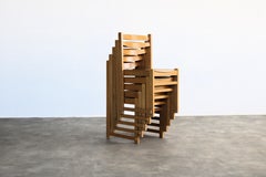 set of 5 vintage wooden stacking chairs