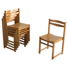 set of 5 vintage wooden stacking chairs