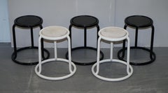 Set of 5 Visibility New York Champ Stacking Stools Metal Frame Oak Top